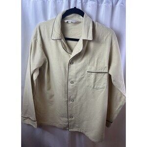 Vintage 1970 Royal Knight Tan/cream Unisex Flannel Paja Top Sleepwear Size M